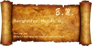 Berghofer Metód névjegykártya